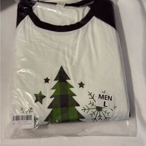 Men's Christmas Pajamas Large 2 Piece White black green plaid supper soft lounge